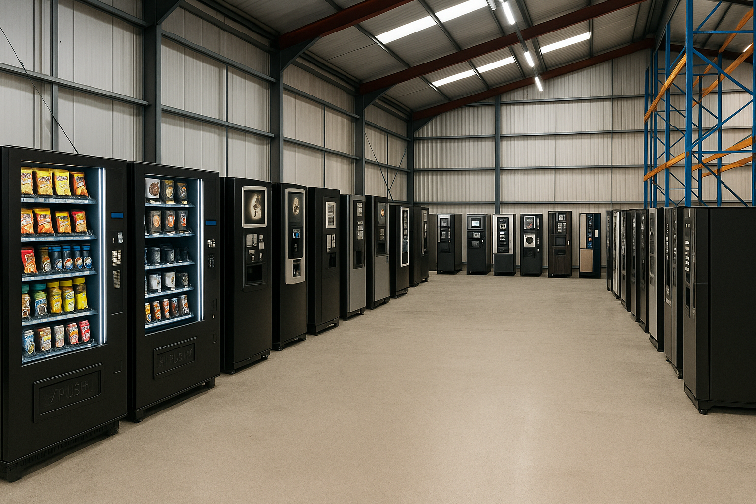 Vending Machines in Spacious Warehouse